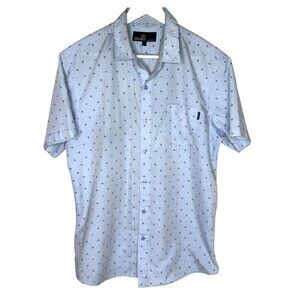 Molokai Blue Plane Printed Short Sleeve Button Up Shirt, Casual Wear, Size Large